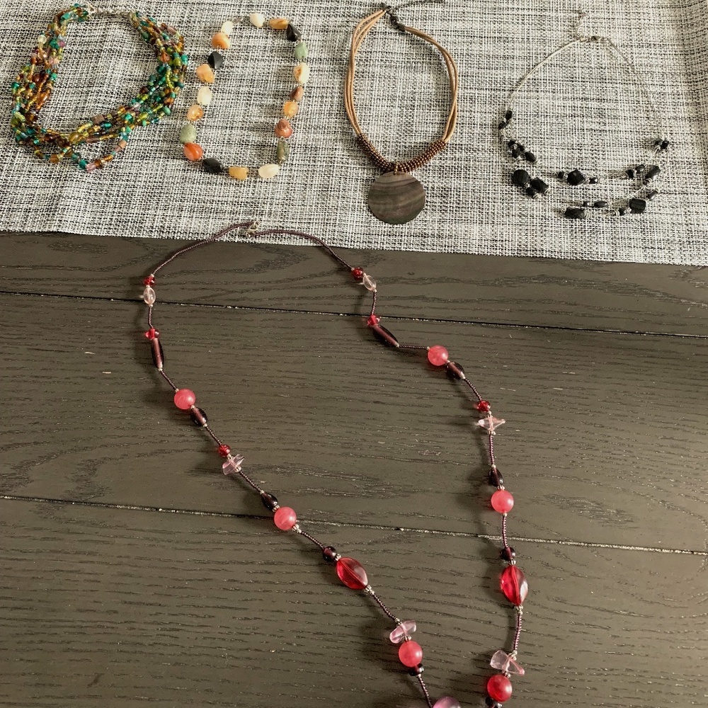 Set of FIVE Bohemian Style Necklaces